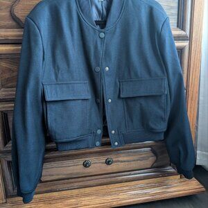 Women`s Navy Blue Bomber Jacket Size M 10